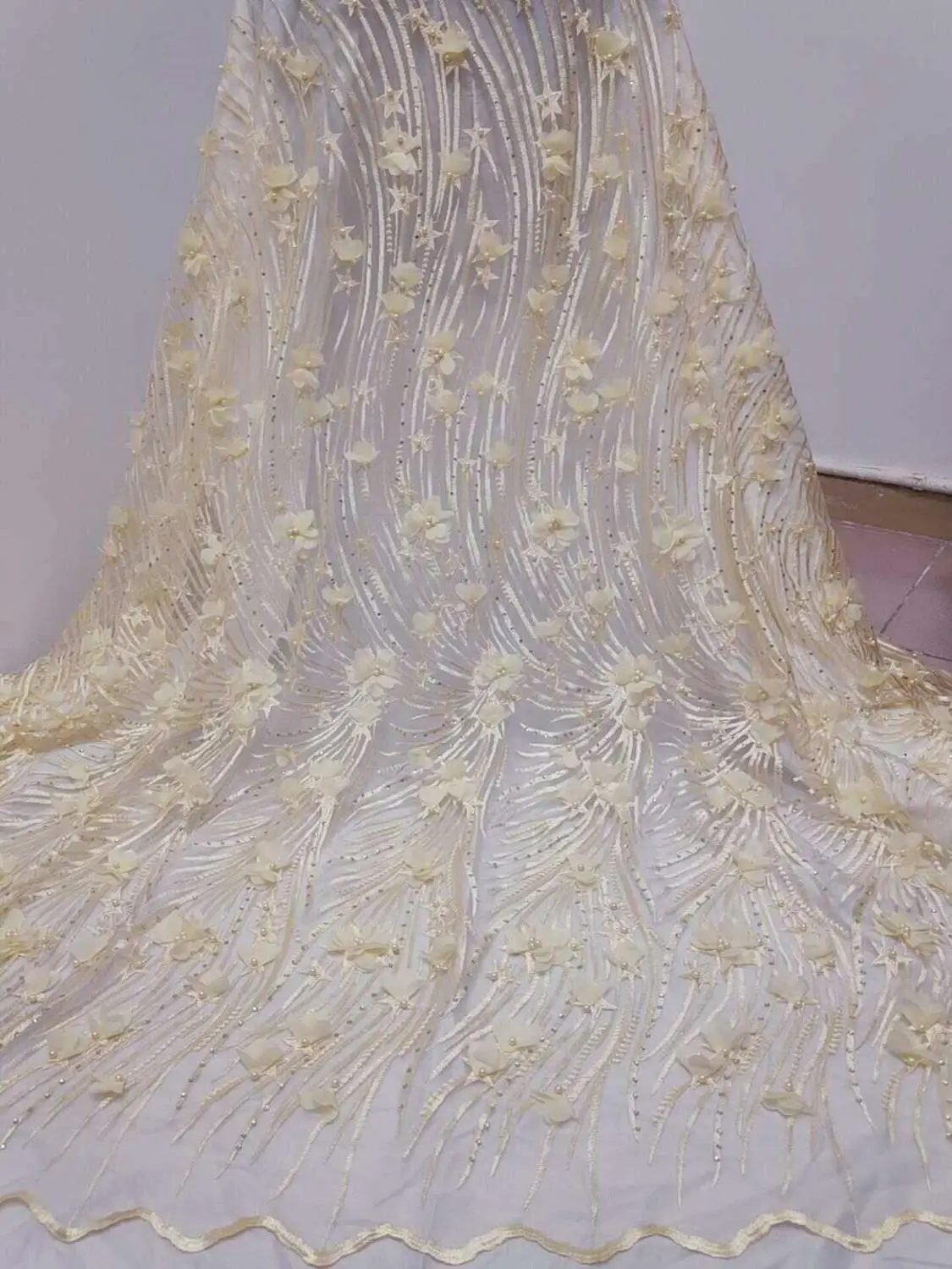 Кружевной Тюль с объемным 3d кружевом кружевной тюль жемчугом французский