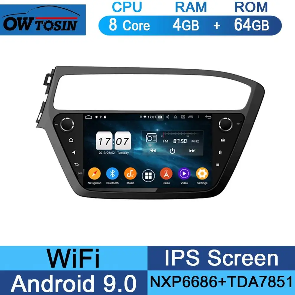 64G " ips 8Core 4+ 64G Android 9,0 автомобильный мультимедийный плеер для hyundai i20 LHD gps Радио DSP CarPlay Parrot BT - Цвет: 64G