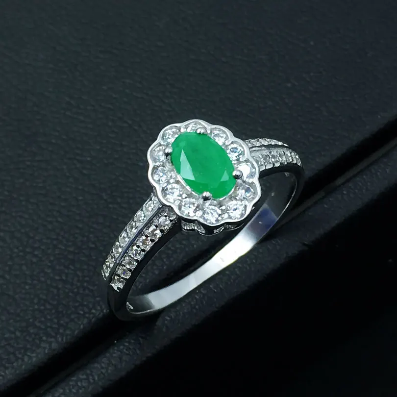Женское кольцо из серебра 925 пробы с натуральным зеленым изумрудом|fine jewelry|925 sterling