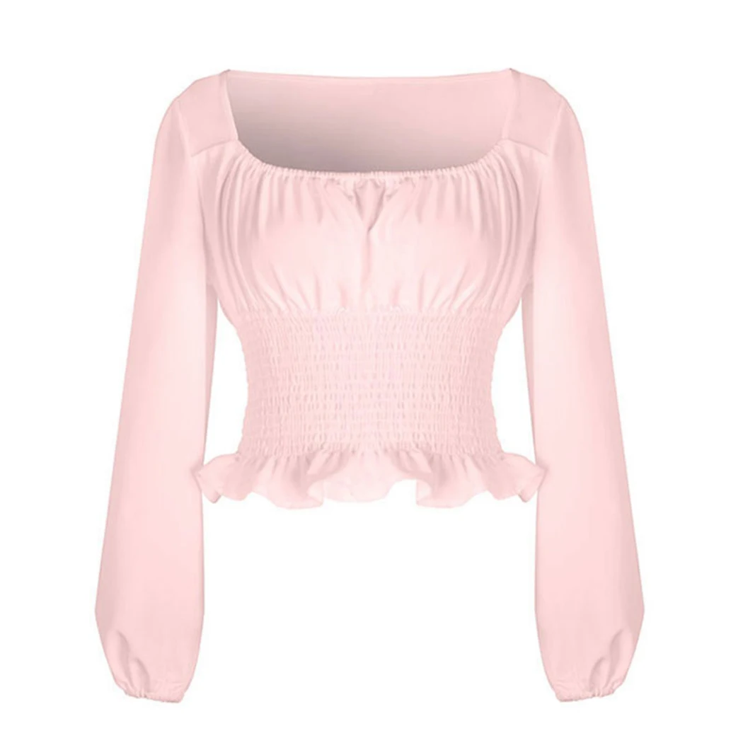 Элегантная блузка с рукавами-фонариками и квадратным вырезом женская рубашка