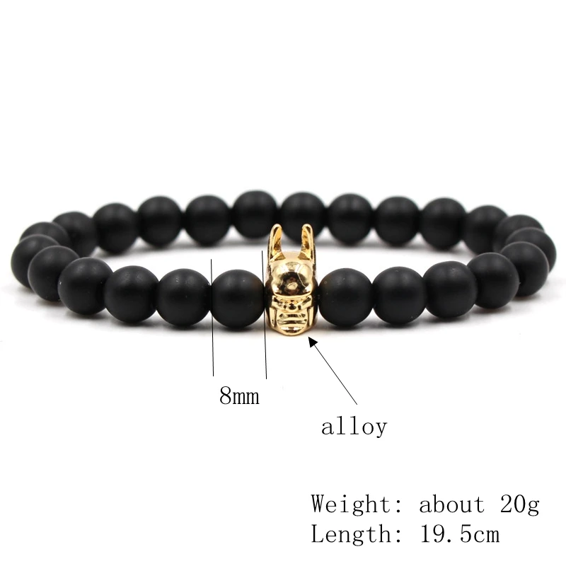 2018 Fashion Micro Inlay Zircon Batman Bracelet 8mm Black Scrub Stone Men and women Charm men jewelry AL-XD42 | Украшения и