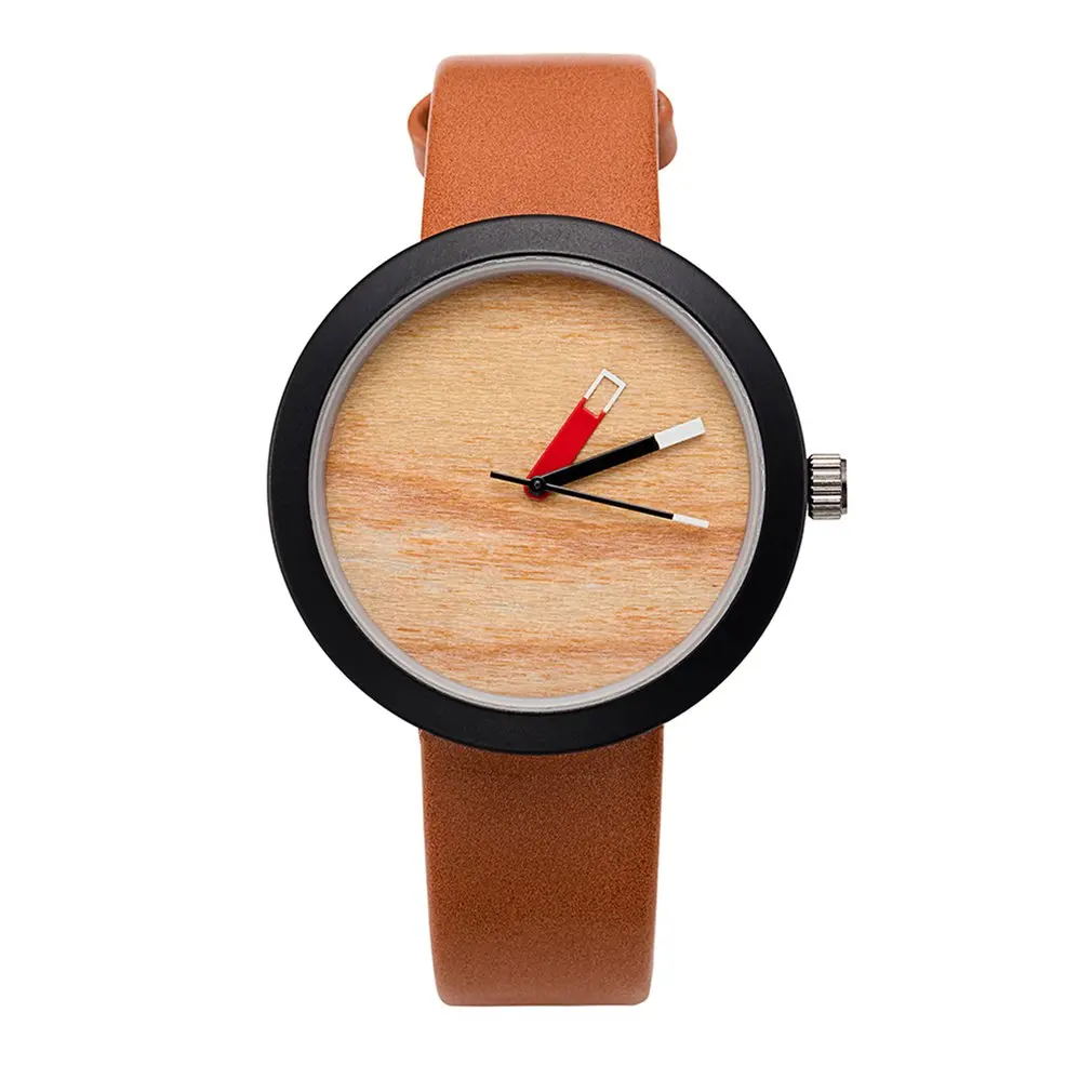 Vintage Wooden Color Dial Quartz Watch Fashion Hours PU Leather Strap Bracelet Wristband Jewelry For Women Men | Наручные часы