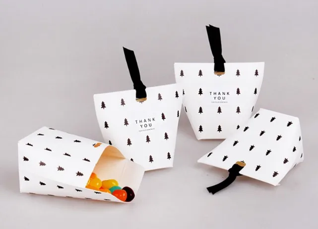 5 шт./лот Милая Черная Рождественская елка коробка для печатной бумаги печенья