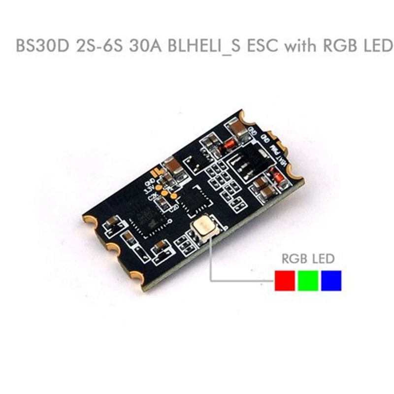 

BS30D BLHeli-S 30A 2-6S ESC BLHeli_S Dshot with RGB LED for Racing Drone