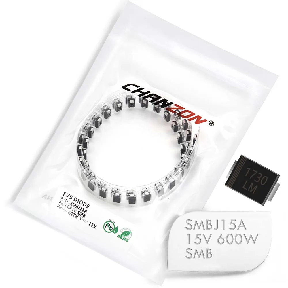 Светодиоды SMD TVS SMBJ15A SMBJ15, 600 Вт, 15 в, стандартный однонаправленный канал, 600 Вт, 15 В, 50 шт.