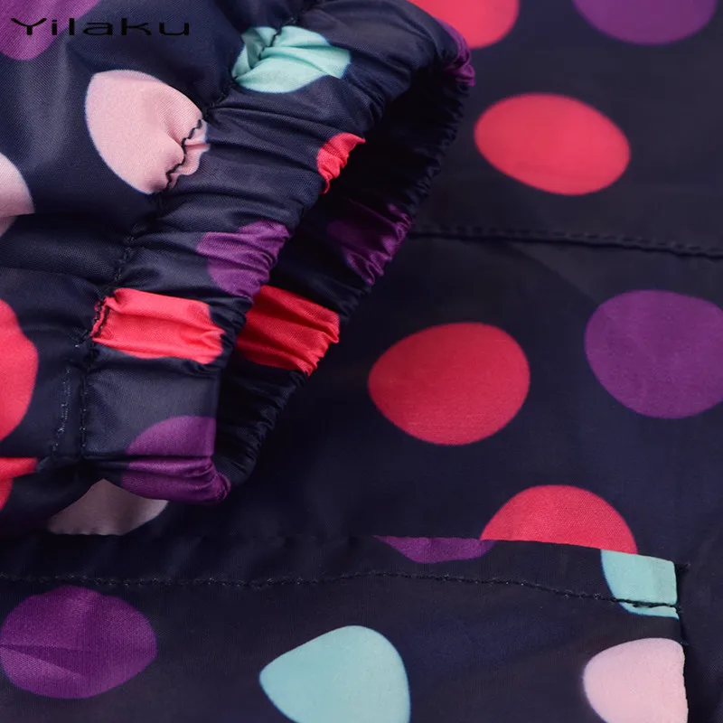 Yilaku/зимнее пальто для девочек Куртки Детские в горошек с капюшоном Зимние куртки