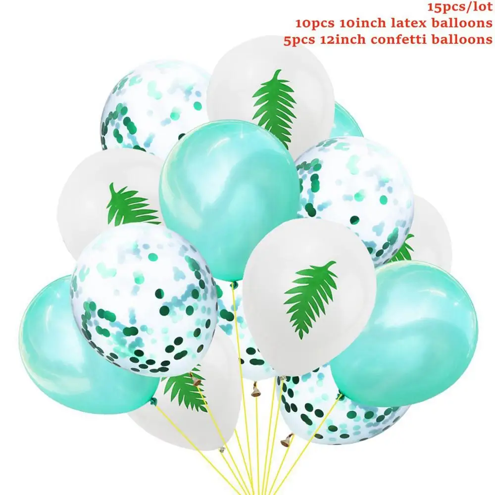 Palm Leaf Balloons 4 Taoup 15 шт. латексные воздушные шары Фламинго конфетти круглые животные баллоны счастливые Гавайские балоны для детей вечерние тропические сувениры - Цвет: Palm Leaf Balloons 4