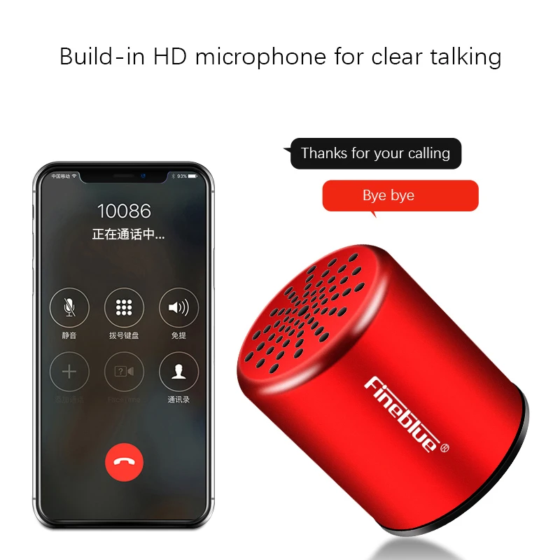 Fineblue MK10 Bluetooth динамик стерео 3D стерео сабвуфер TWS мини металлический беспроводной Hands-free маленький динамик аксессуары черный