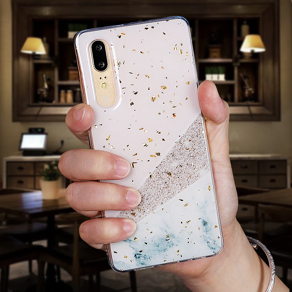 LOVECOM чехол для телефона huawei P20 P30 Pro Lite mate 20 Pro Nova 3i 4 Золотая пудра мрамор сердце мягкая эпоксидная задняя крышка чехол подарок