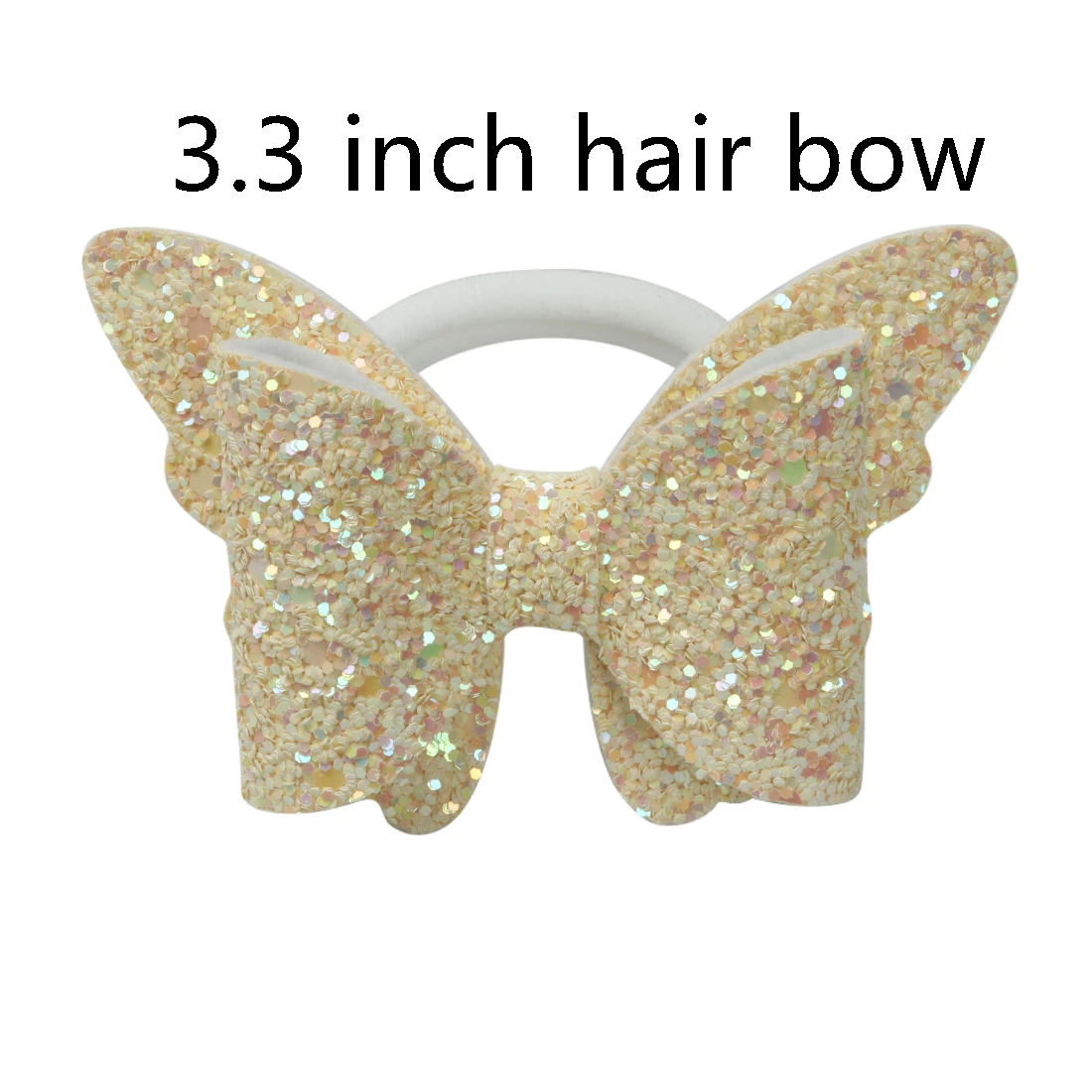 butterfly-4 1 PC Child Hair Bow Tie Elastic Hair Band Glitter Hairbow Rope Rainbow Sequin Sparkly 3 Inch Bows Mermaid Girls Sweet Headwear - Цвет: butterfly-4