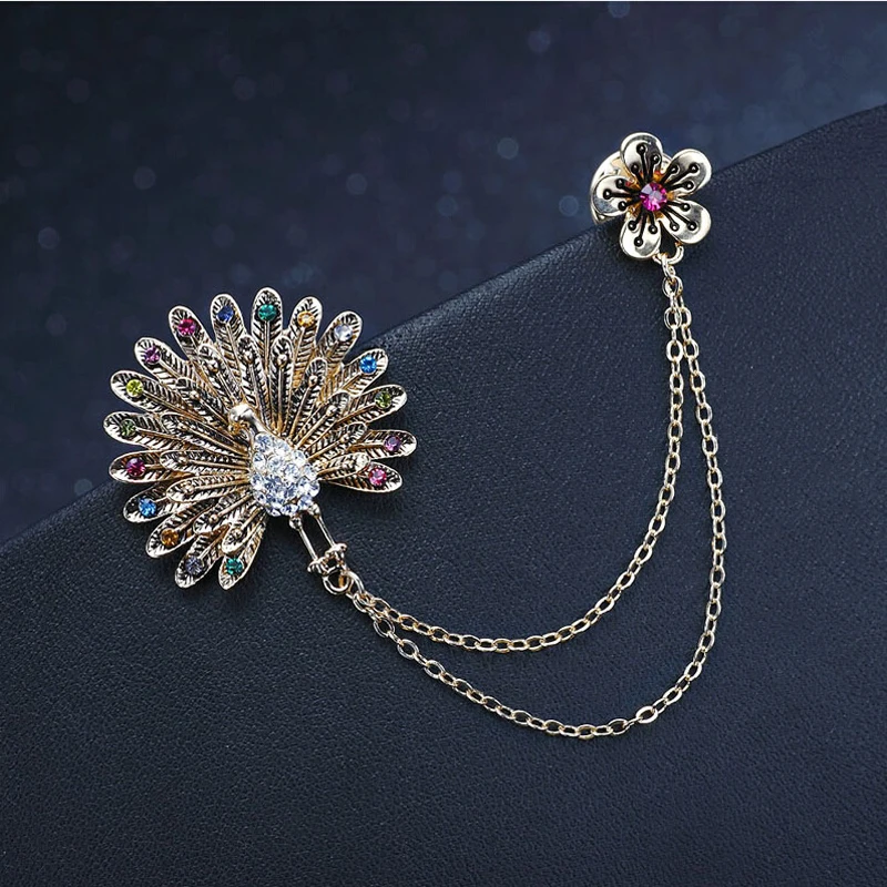 Женская Винтажная брошь с павлиньими перьями и цветком сливы Модные Красочные