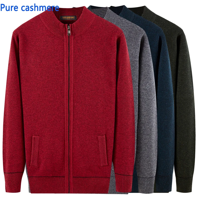 Новое поступление модный плотный 100% чистый кашемировый свитер мужской кардиган