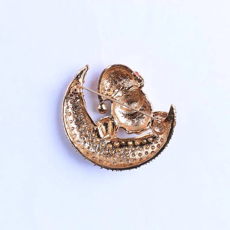 Модные стразы Лунная брошь Санта Клаус эмалированные булавки Рождественская