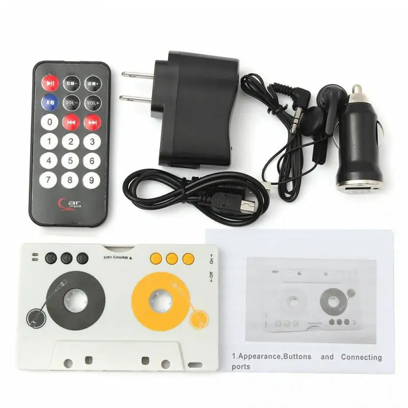 Портативный Винтаж автомобильный Кассетный SD MMC MP3 музыкальный плеер адаптер Комплект с пультом дистанционного управления Управление стерео аудио Кассетный плеер/штепсельная вилка европейского стандарта