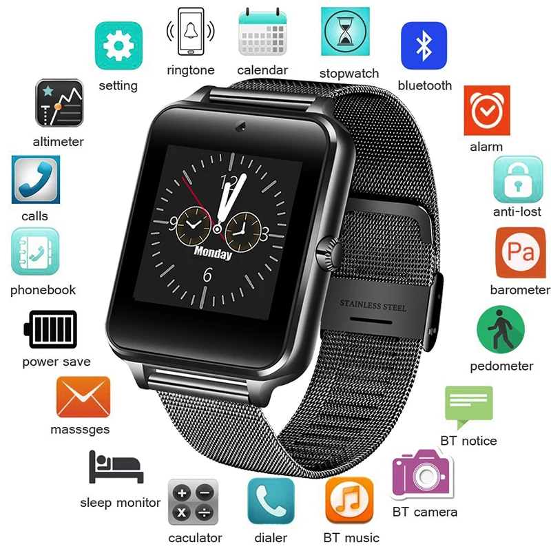 Мужские Смарт часы Bluetooth спортивные водонепроницаемые трекер активности умные