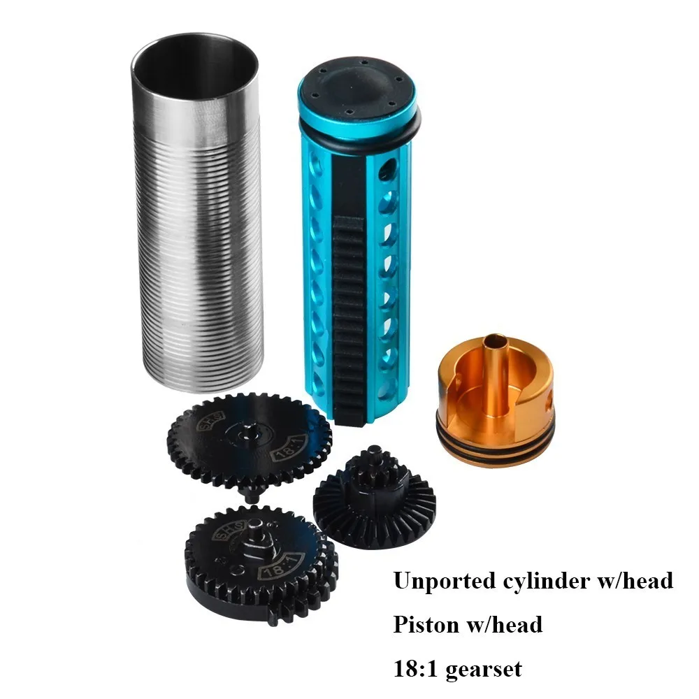 Gearset and PC head Аксессуары для пейнтбола, охоты, SHS, гриб, немой крутящий момент, металлический поршень, головка цилиндра, набор, коробка передач V.2/3, AEG запчасти - Цвет: Gearset and PC head