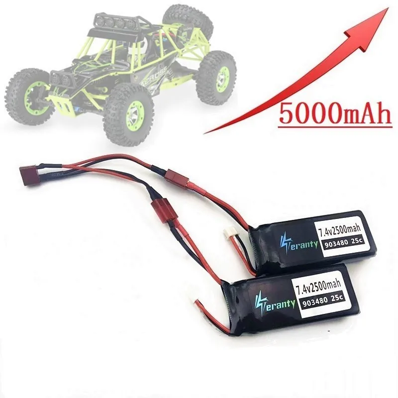 Upgrade 4000mAh 5000MAH 7.4v lipo battery for Wltoys 12428 12423 RC Car Spare Parts 7.4V 2500mah battery/1500mah 903480 | Игрушки и