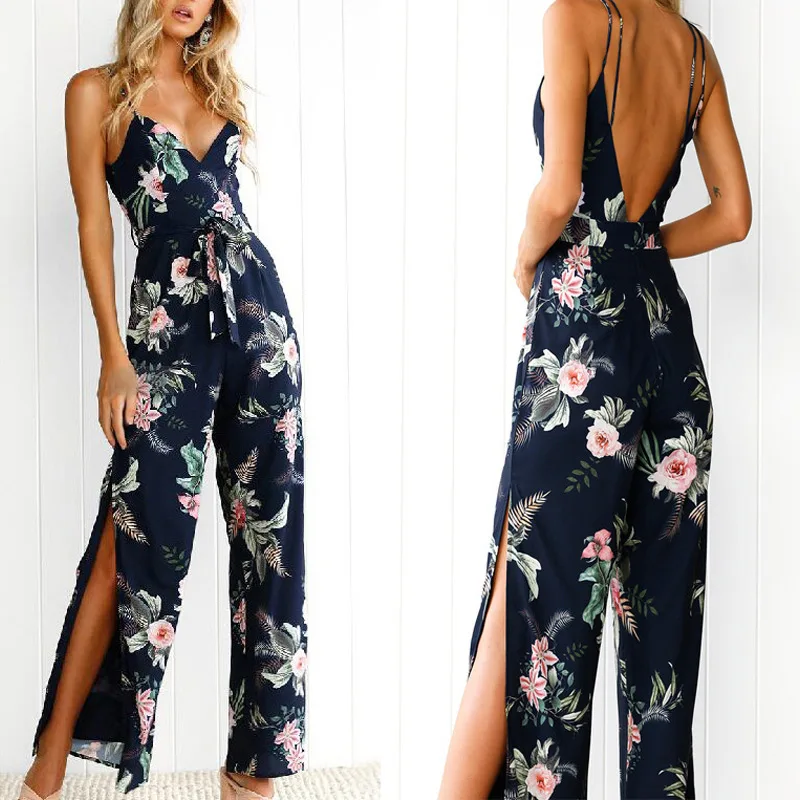 Недавно Для женщин Летнее пляжное богемное Цветочный принт костюм с сексуальным