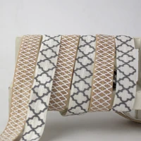 16mmgeometric patternsr printed polyester webbing fold over elastic ribbon hair bow wristband band 20 yards