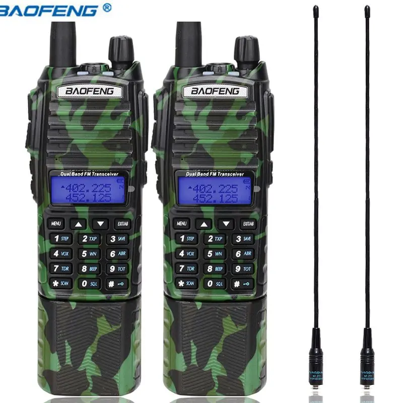 2 шт. Baofeng UV-82 Walkie Talkie 5 Вт 3800 мАч батарея Dual PTT 137-174/400-520MHz UV 82 Ham любительский