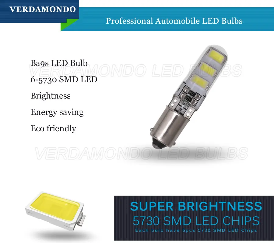 1 шт. BA9S T4W Автомобильный светодиодный гелевые лампочки 6 SMD 5730 для чтения Боковой