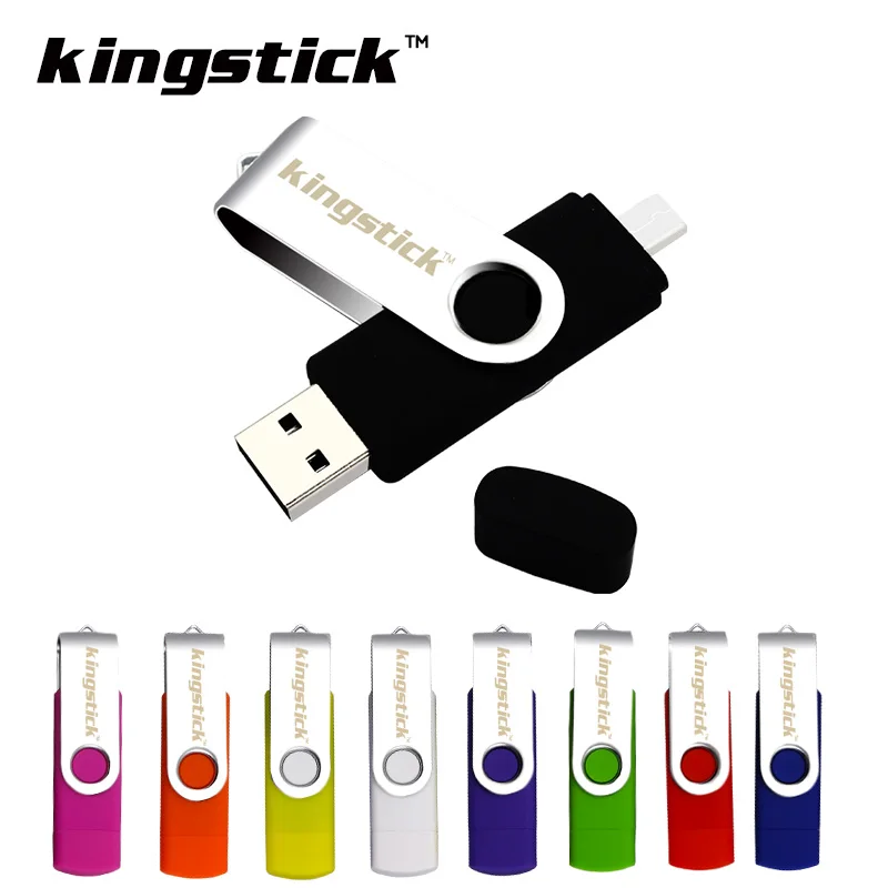 Kingstick поворотный OTG usb flash drive реальная емкость памяти stick 4 ГБ 8 16 pen 32 64 для Android