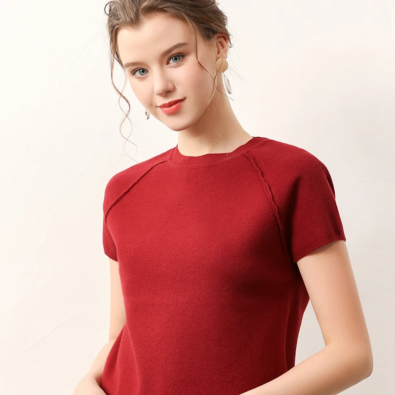 2019 Новая повседневная однотонная женская черная серая трикотажная футболка