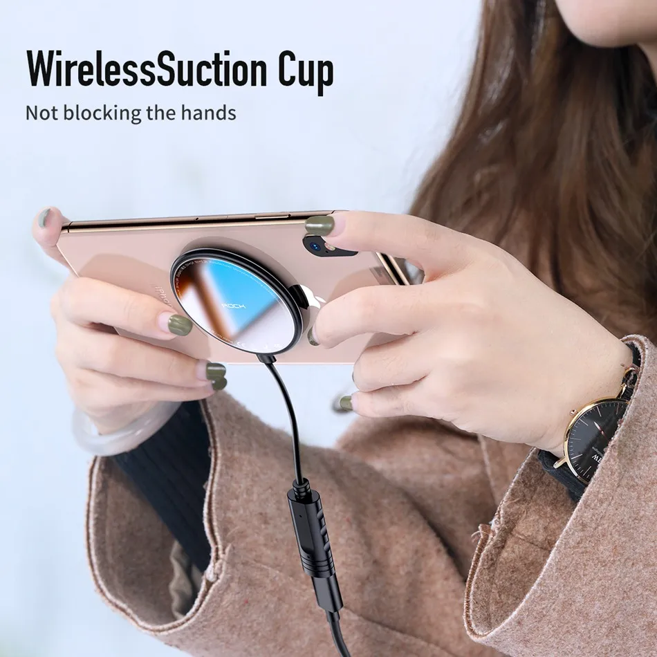 Беспроводное зарядное устройство ROCK Spider на присоске для iPhone X Xr XS Max Mini 10 Вт быстрая Беспроводная зарядная подставка для samsung Note 8 9 S9+ S8