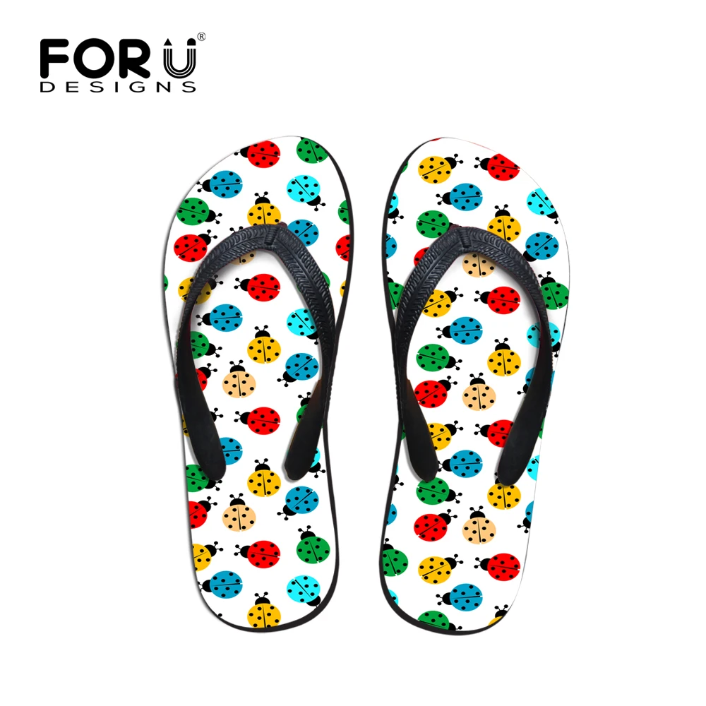 Удобные женские шлепанцы летние сандалии с принтом божья коровка пляжные sapatos