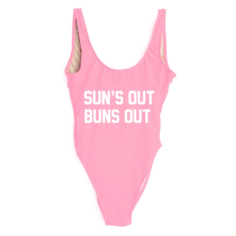 Стринги SUN'S OUT BUNS с буквенным принтом Купальник для женщин большие размеры