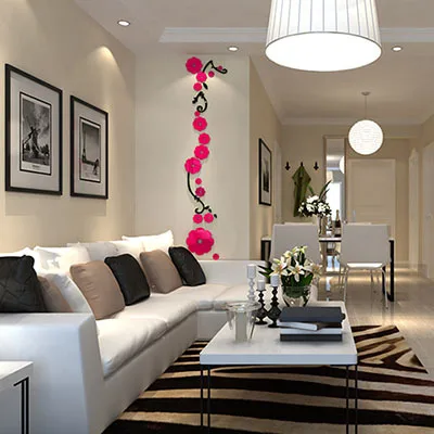 Новое поступление акриловые хрустальные 3d наклейки на стену с цветами для