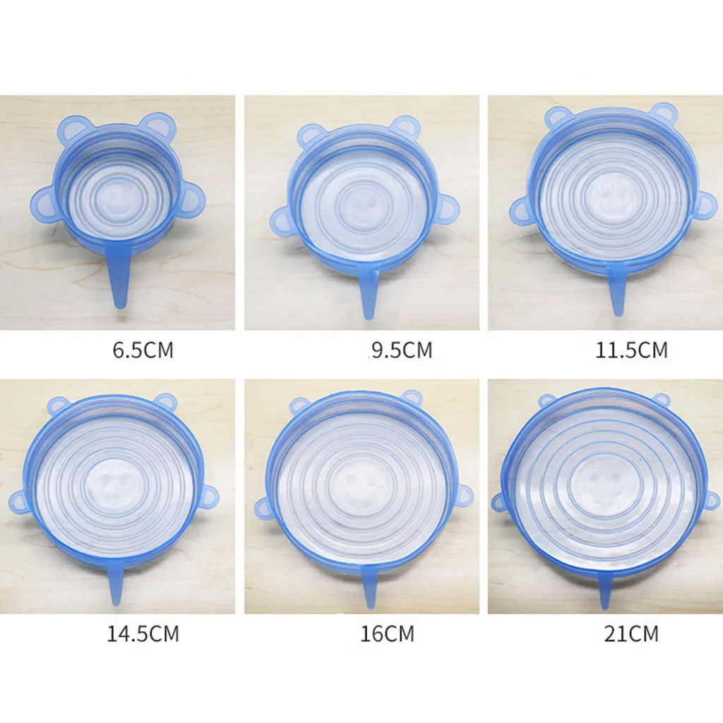 6 шт. многоразовые силиконовые Обёрточная бумага чаша прокладка крышки стрейч