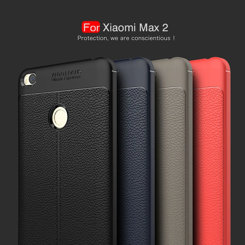 Leather texture Soft TPU Case For Xiaomi Mi Max 2 Shockproof Silicone back cover MAX2 Cases |