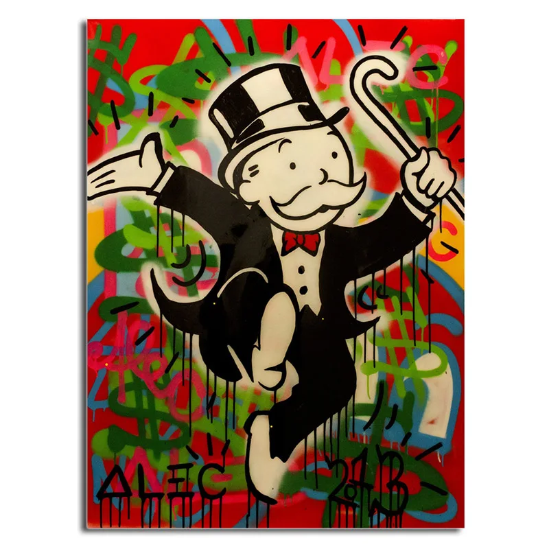 AM018 Алек Monopolyingly Wall Art Холст Картина уличный художник Скрудж макдак знак доллара статуя изображение для Гостиная Home Decor - Цвет: AM018