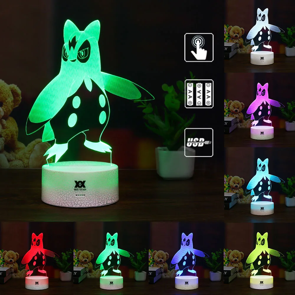 Новые свитера Pokemon Mimikyu/Хо-Oh/purrloin/Magikarp «Pokemon Go»; роликой/Rayquaza/prinplup/politoed/lugia мультфильм 3D светильник светодиодный Прохладный 7 видов цветов ночной Светильник