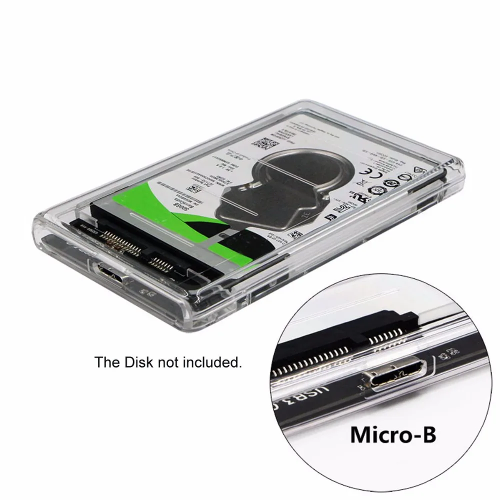 Внешний прозрачный корпус CY USB-C Type-C на 2 5 дюйма SATA SSD HDD для ноутбука ПК Windows 2000 / XP/ 7/
