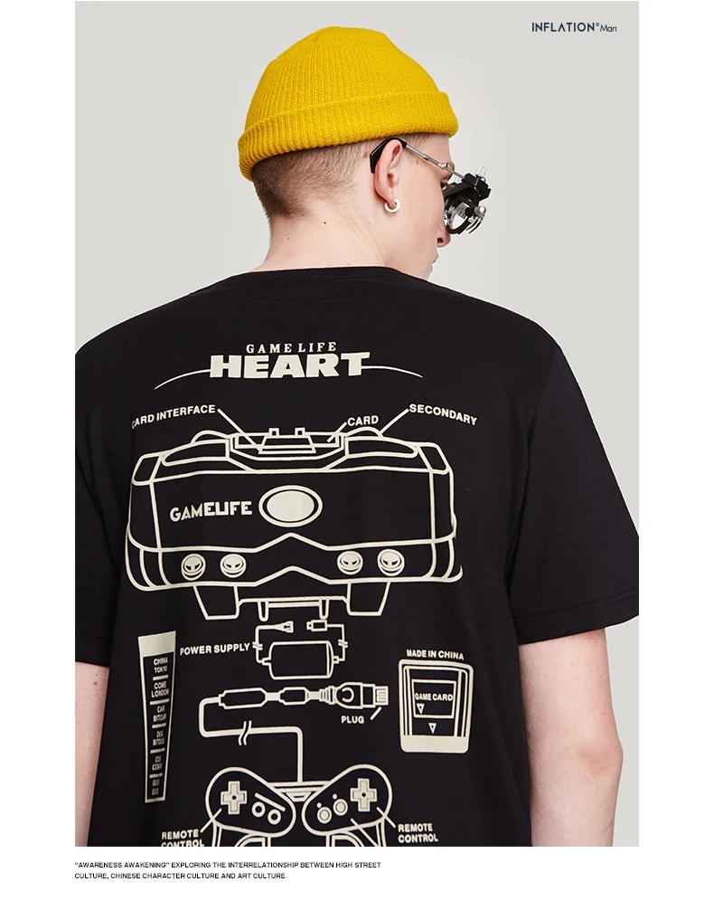 Инфляция Мужская футболка с принтом забавная футболка Streewear Мужская футболка с коротким рукавом мужские футболки Повседневная пара топы футболки 91334 S