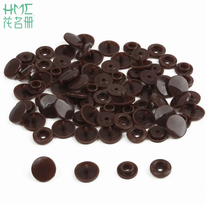 Dark Brown Горячая Распродажа 20 комплектов T5 12 мм круглые пластиковые кнопки застежки для одежды аксессуары для детской одежды Зажимы пододеяльник лист кнопка - Цвет: Dark Brown