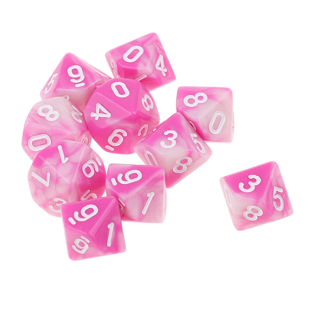 10 шт. сторонние D10 многогранные игральные кости двухцветные для DND MTG ролевая