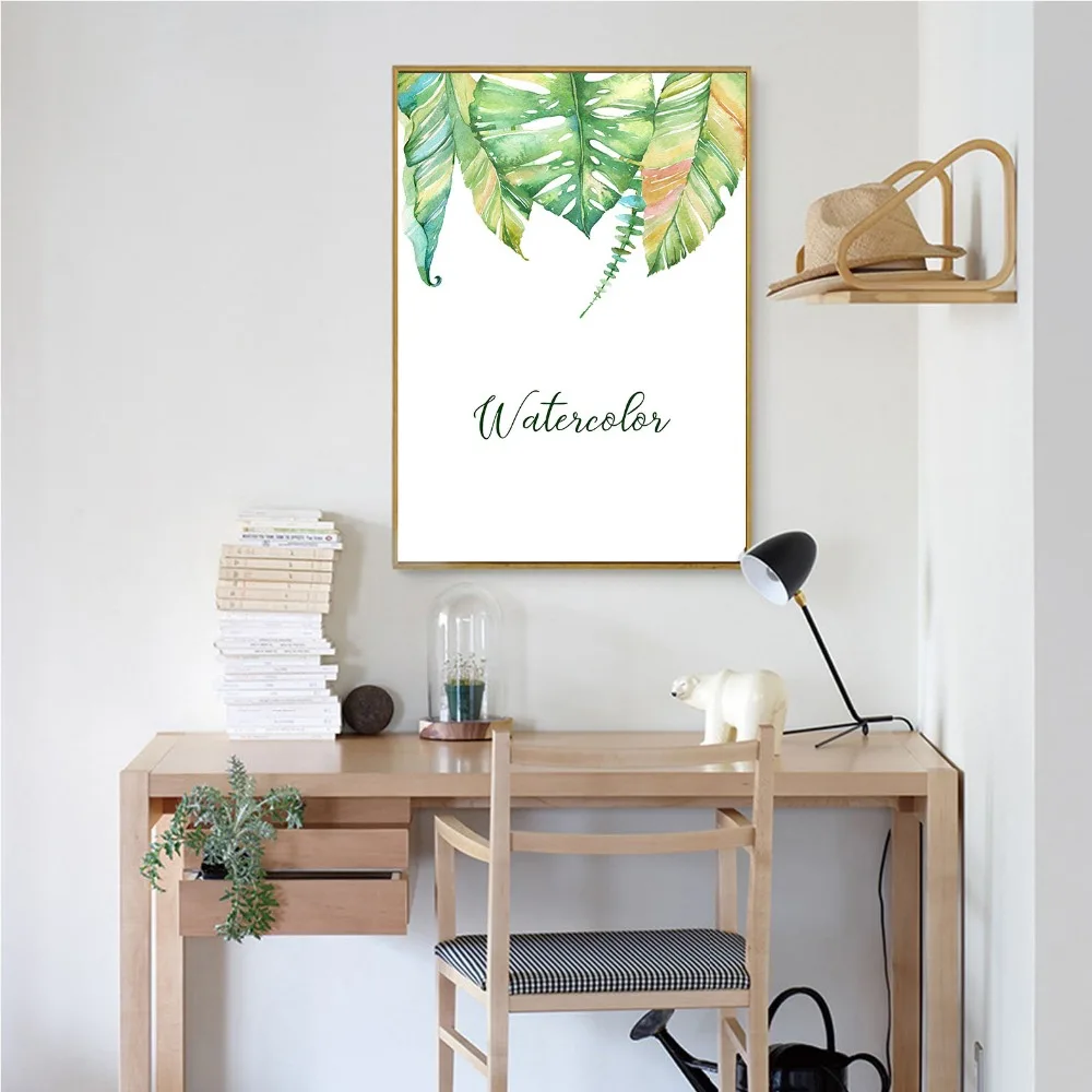 Зеленый лист суккуленты растений кактус скандинавский холст Художественная