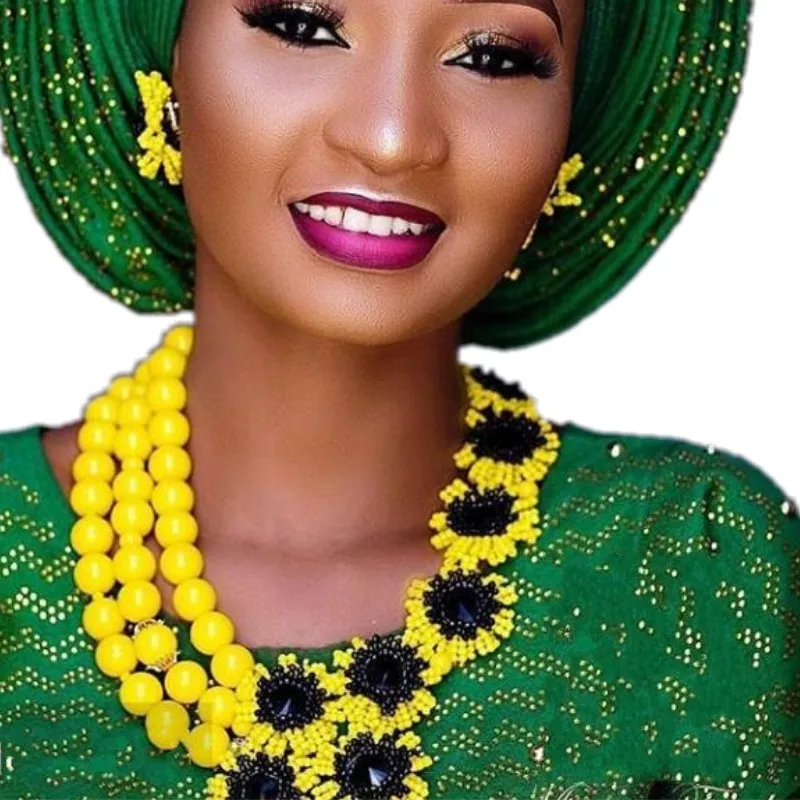 

4UJewelry Silver African beads Jewelry Set Big Handmade Flower Choker Necklace Set Nigerian Beads Jewellery Set for Women 2019