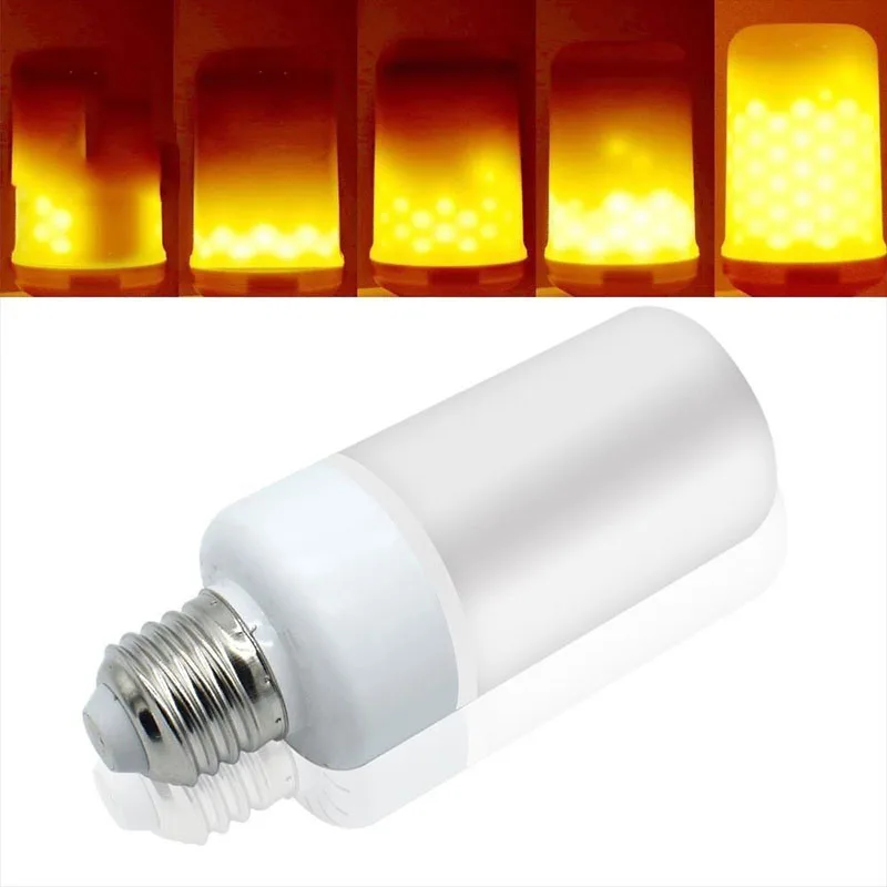 

2018 New 99pcs 2835 SMD LED Flame lamps Effect Fire Light Bulbs AC85-265V 7W Flickering Emulation E27 E26 flame Lights 1300K