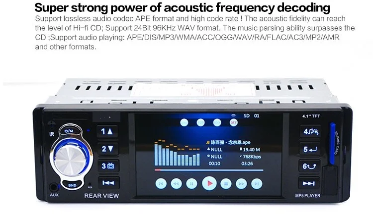 4 1 дюйма TFT HD LED экран FM радио 12 В/24 В MP3 MP4 MP5 автомобильный аудио с пультом