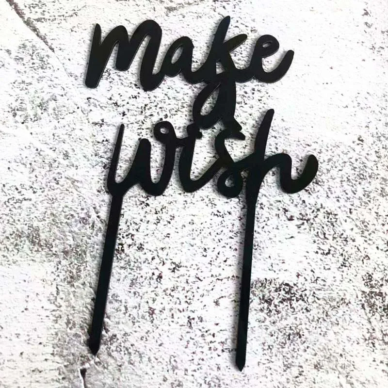 Акриловый Топпер для торта Make Wish 2019 новые лазерные буквы золотой кекс свадьбы дня