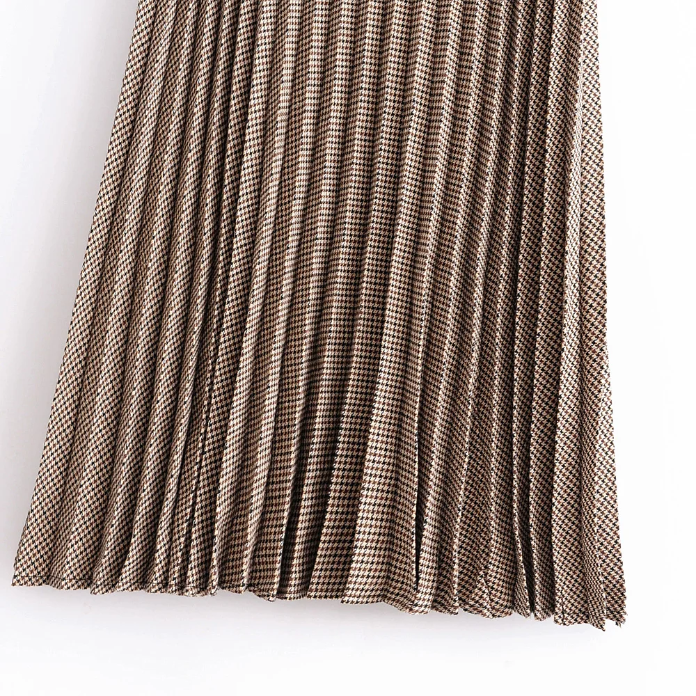 Для женщин-s зима Винтаж плед Середина Длинные Юбки для дамы Высокая Талия Тонкий