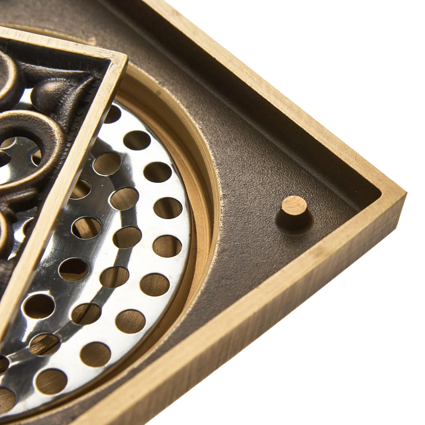 Винтажный вырезанный Слив для пола ванной комнаты античный четырехсторонний