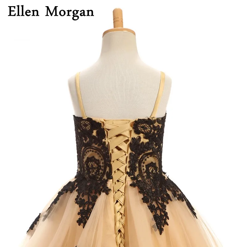 Платья для девочек с золотыми цветами пикантные Детские платья на бретельках