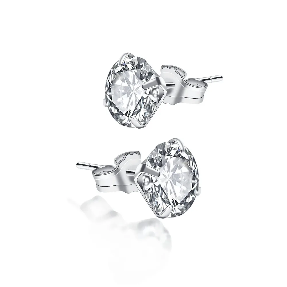 Женские серьги-гвоздики из нержавеющей стали с фианитами | Украшения и