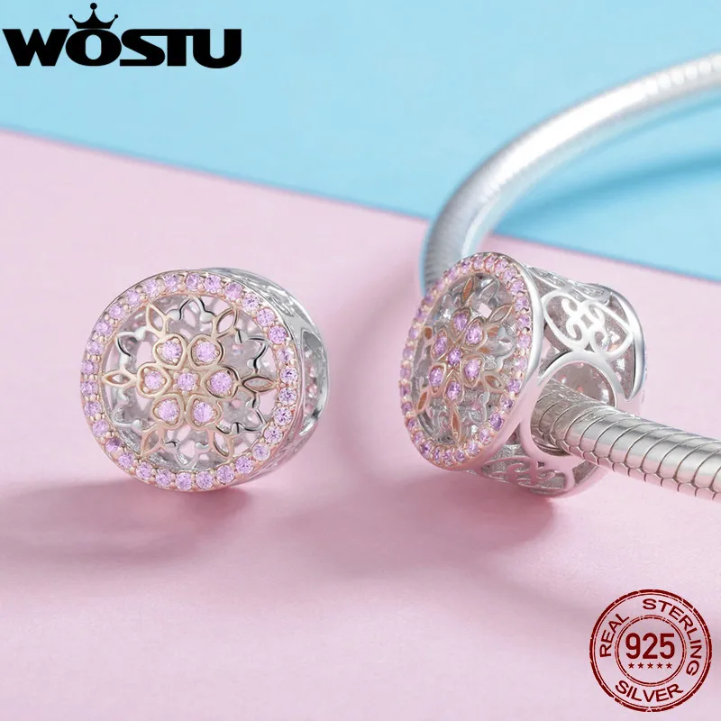 Браслет WOSTU CQC923 из стерлингового серебра 925 пробы с цветущим цветком и бусинами