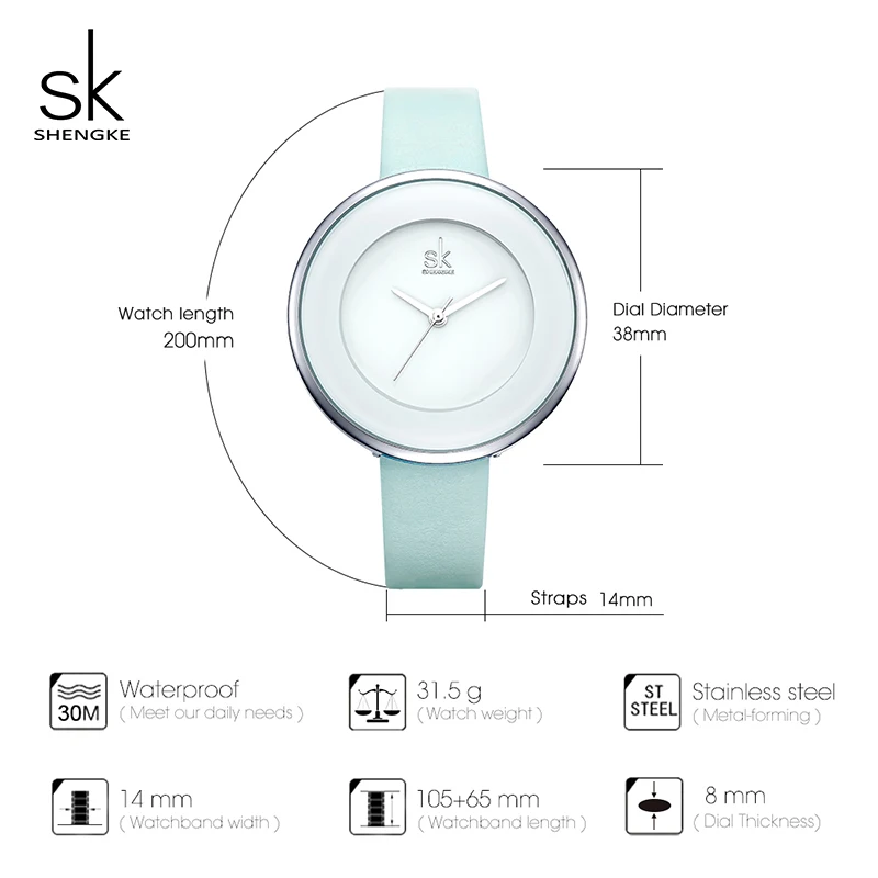 

Shengke Blue Fashion Women Watches Luxury Quartz Clock Ladies Wristwatch Montre Femme 2019 New SK Women Leather Watches #K0084